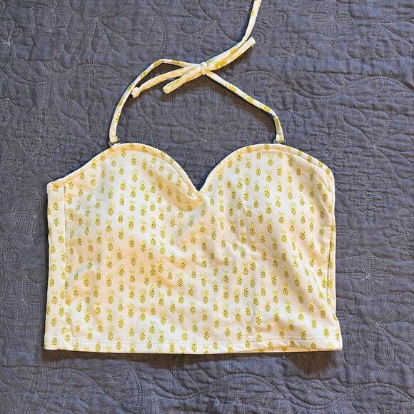 Kortni Jeane yellow pineapple tankini top size small - Picture 1 of 10
